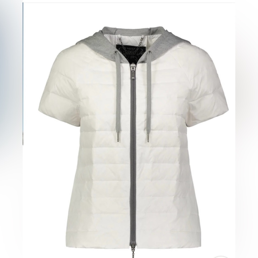 EUC My Anorak Short Sleeve Puffer Vest Hoodie Mixed Media Medium